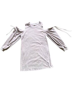 Lush Womens Cold Shoulder Sweatshirt Dress-Light Gray-Size Medium-GUC